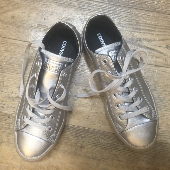 Converse Shoes - Metallic Silver All Star Converse Fits 8-8.5 Woman